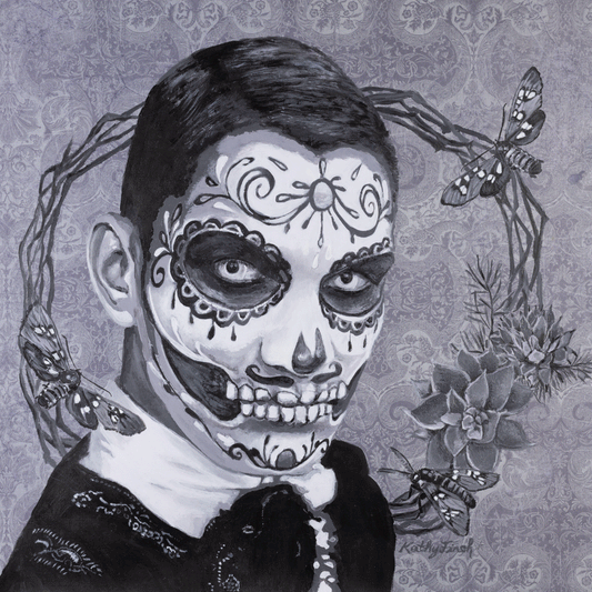 "El Catrin Princely" 12 X 12 Acrylic on paper Original Framed in glass