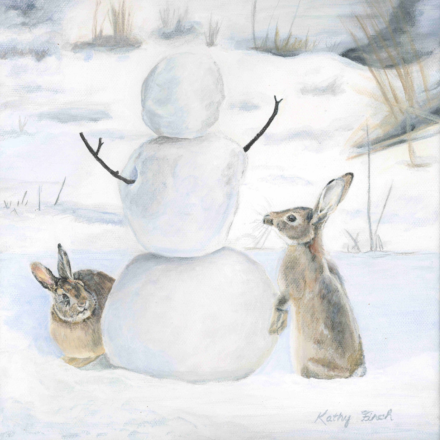 Snow Bunnies 10 x 10 Original
