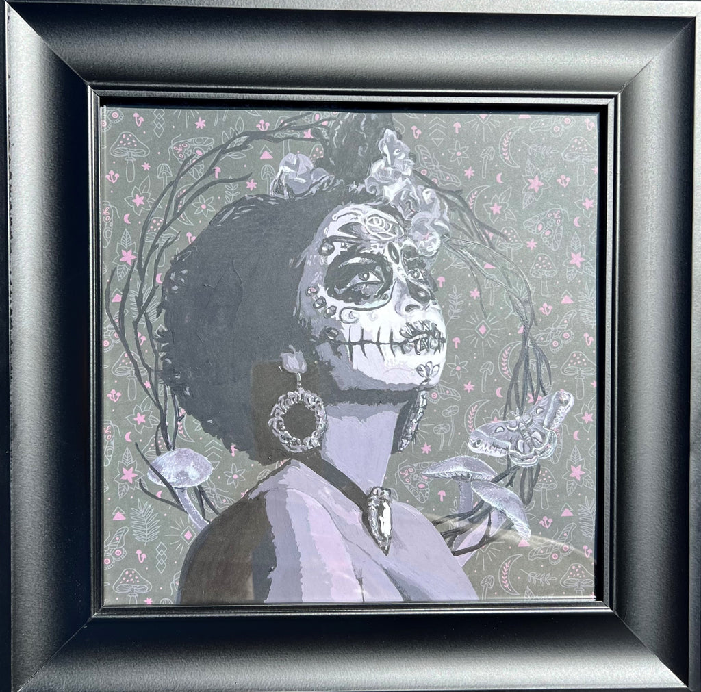 "Catrina Woodland" 12 X 12 Acrylic on paper  Original  Framed in glass